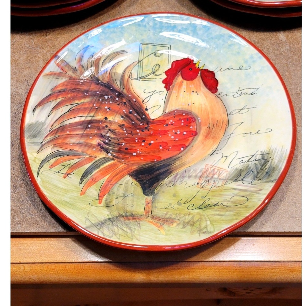Certified International Le Rooster Plate French Country Farmhouse Kitchen 11 In